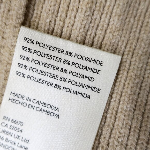 Free People Orion A Line V Neck Tunic Sweater Almond Women's XS Oversized Boho - Picture 7 of 10